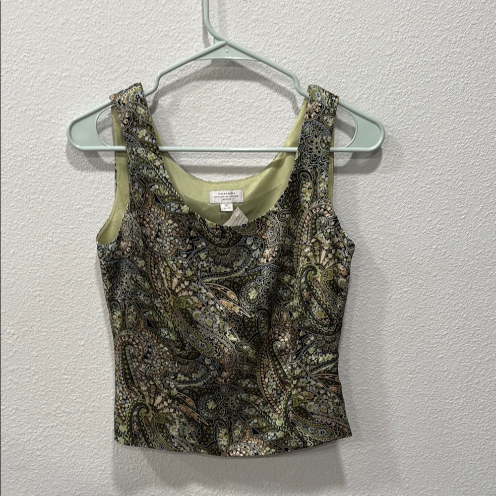 Tahari ASL Paisley Print Sleeveless Silk Top -4P